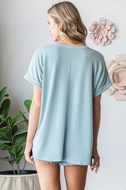 Charcoal Ribbed Top