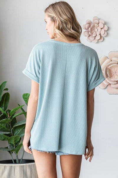 Charcoal Ribbed Top