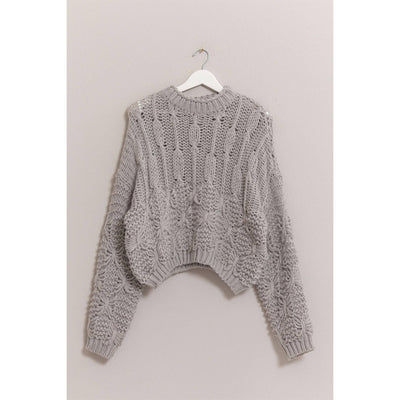 Gray Chunky Cable Knit Sweater