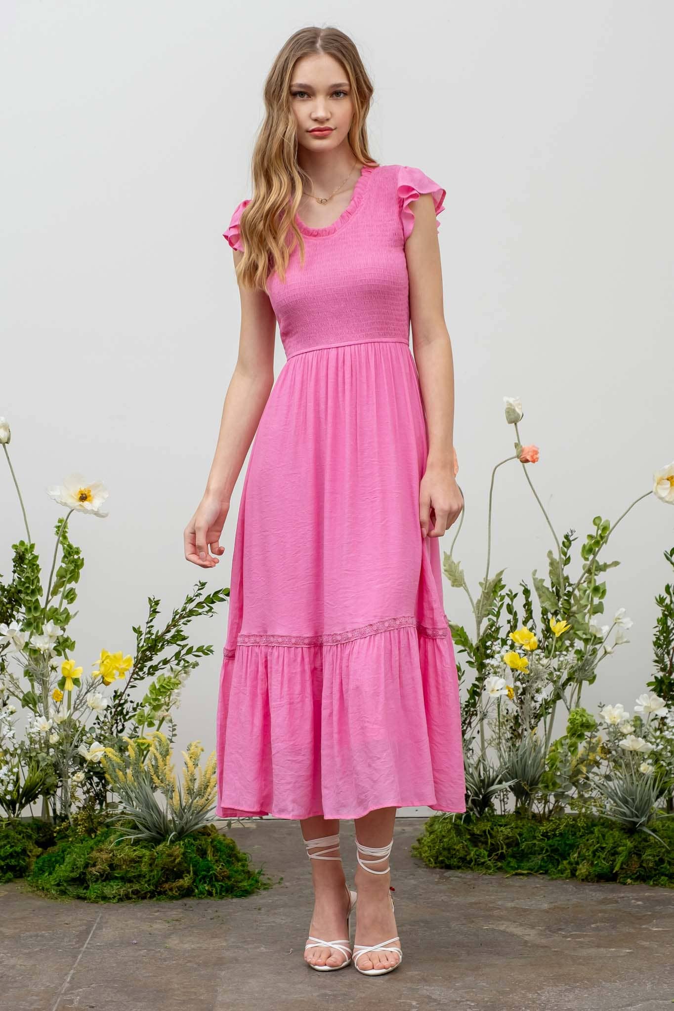 Love Me Pink Smocked Midi