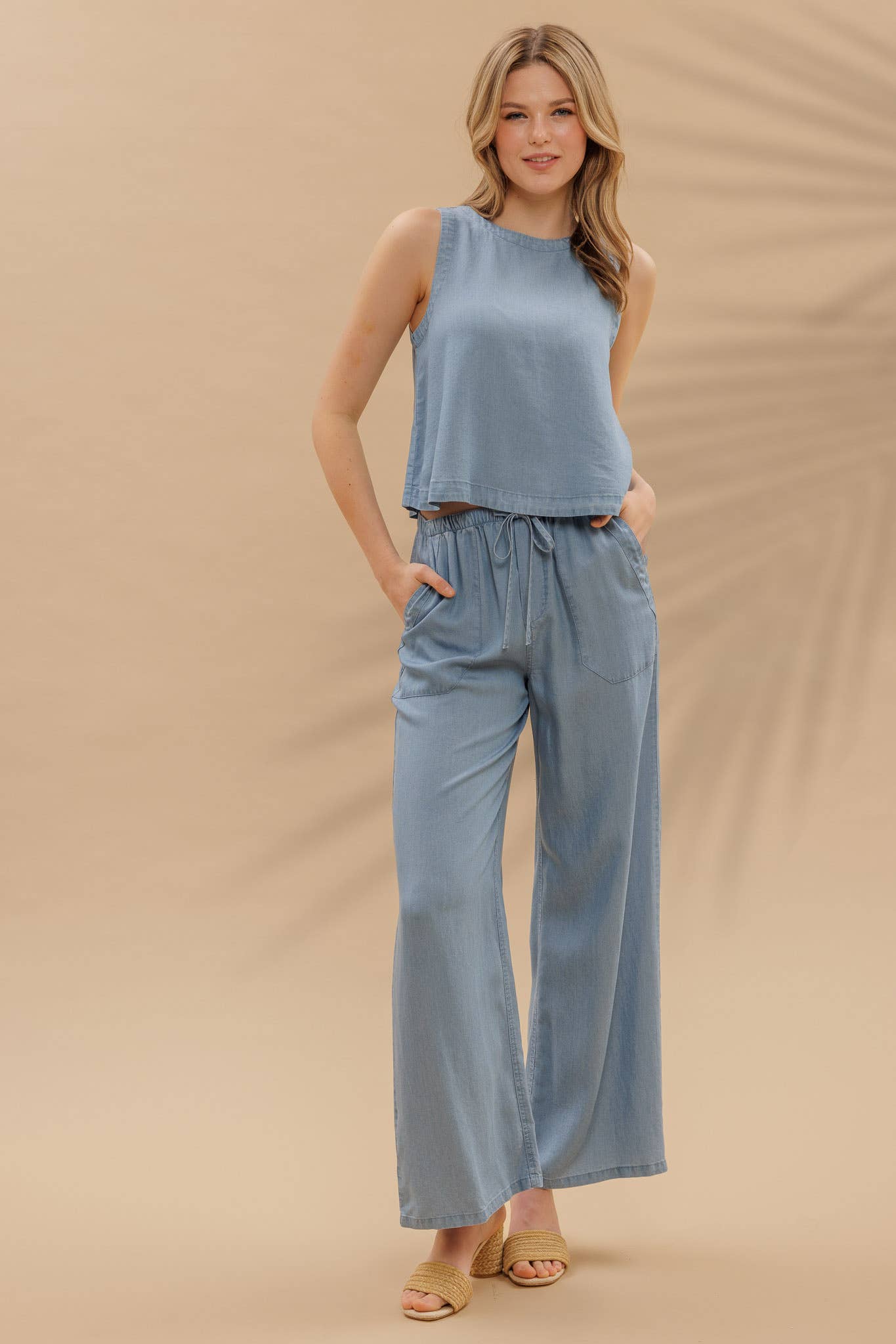 Drawstring Chambray Pant