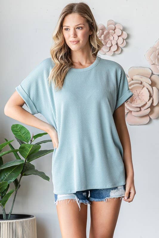 Charcoal Ribbed Top
