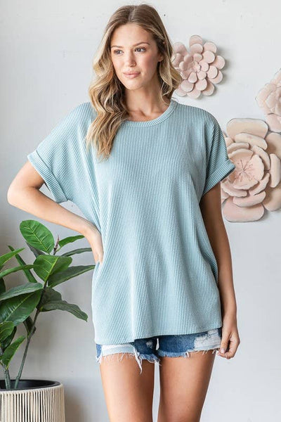 Charcoal Ribbed Top