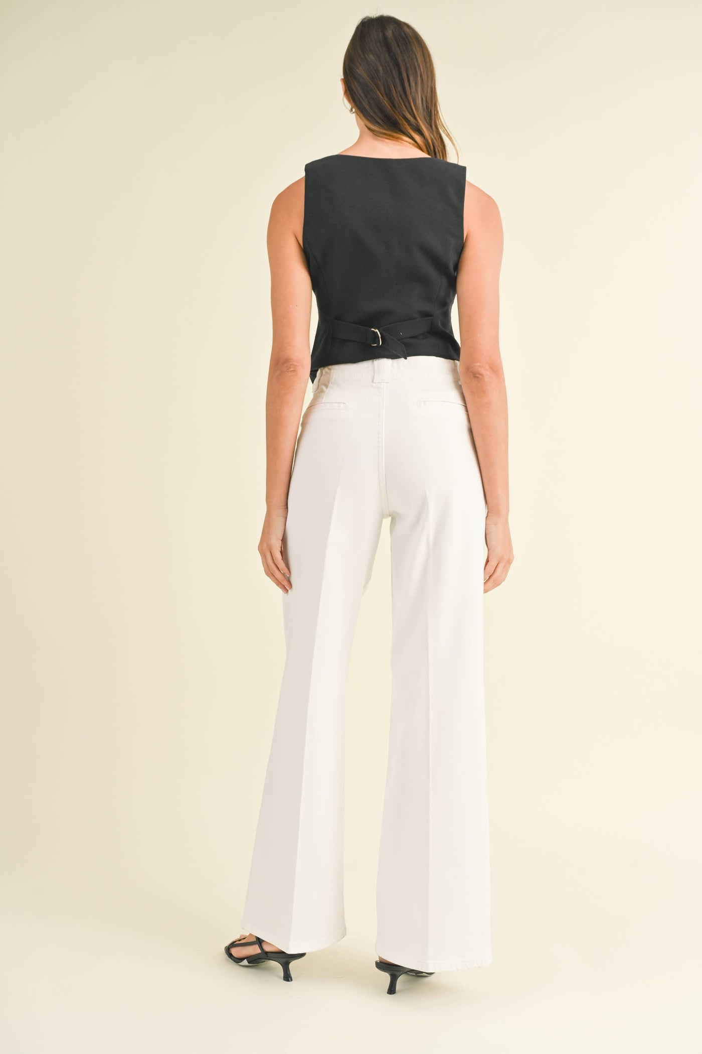 JBD White Patch Pocket Wide Leg Flare