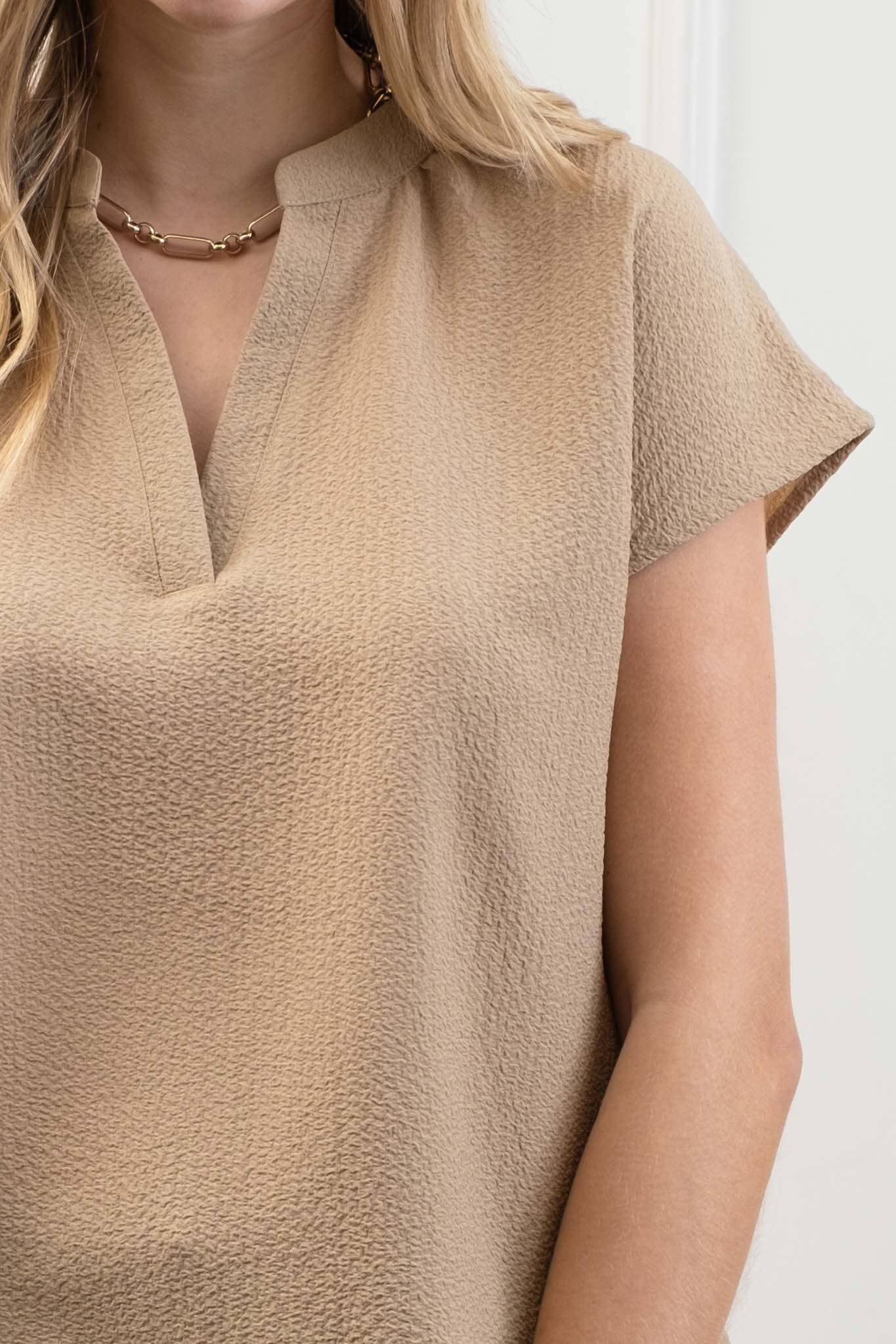 Khaki Drop Shoulder Blouse