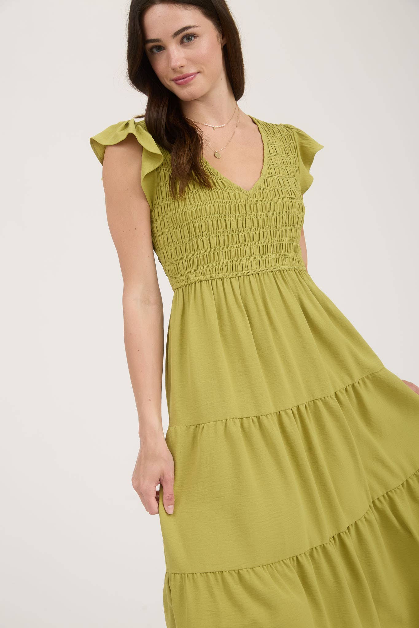 Cream Flutter Sleeve Maxi