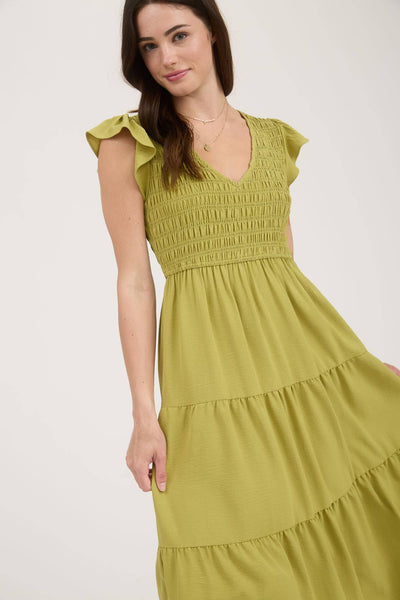 Cream Flutter Sleeve Maxi
