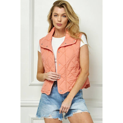 Olive Qulited Collar Vest