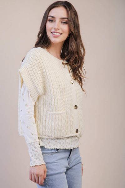Black Oversized Button Knit Sweater