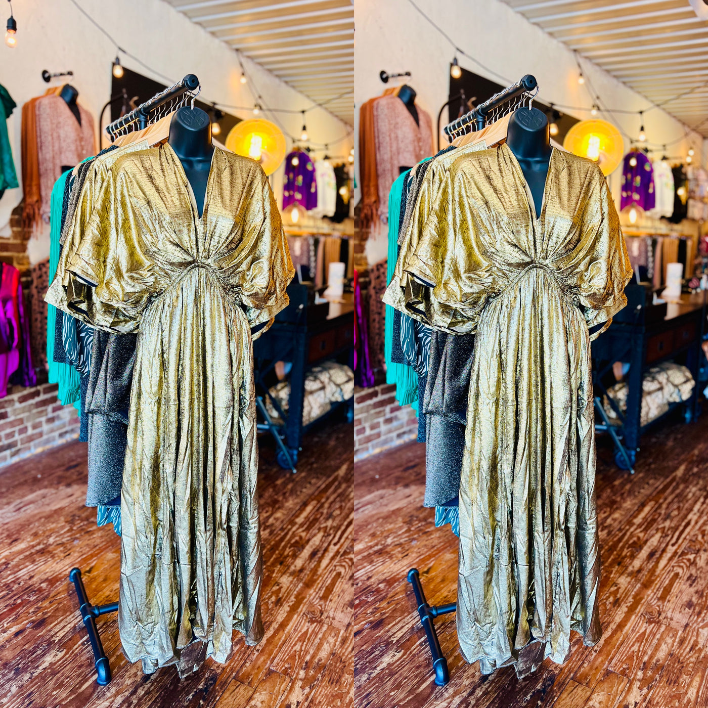 Gold Metallic Maxi Dress