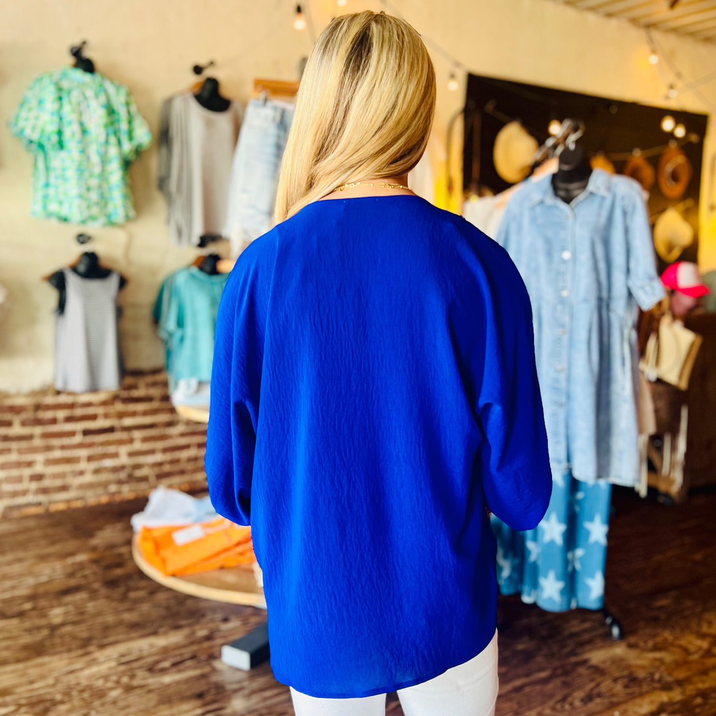 Royal Blue Solid Blouse