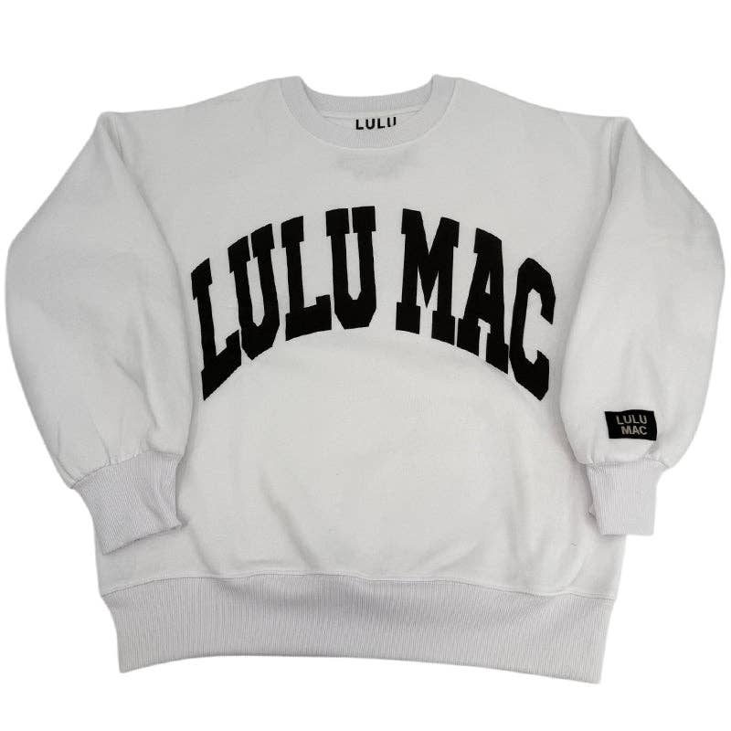 LULU MAC White + Black Script Sweatshirt