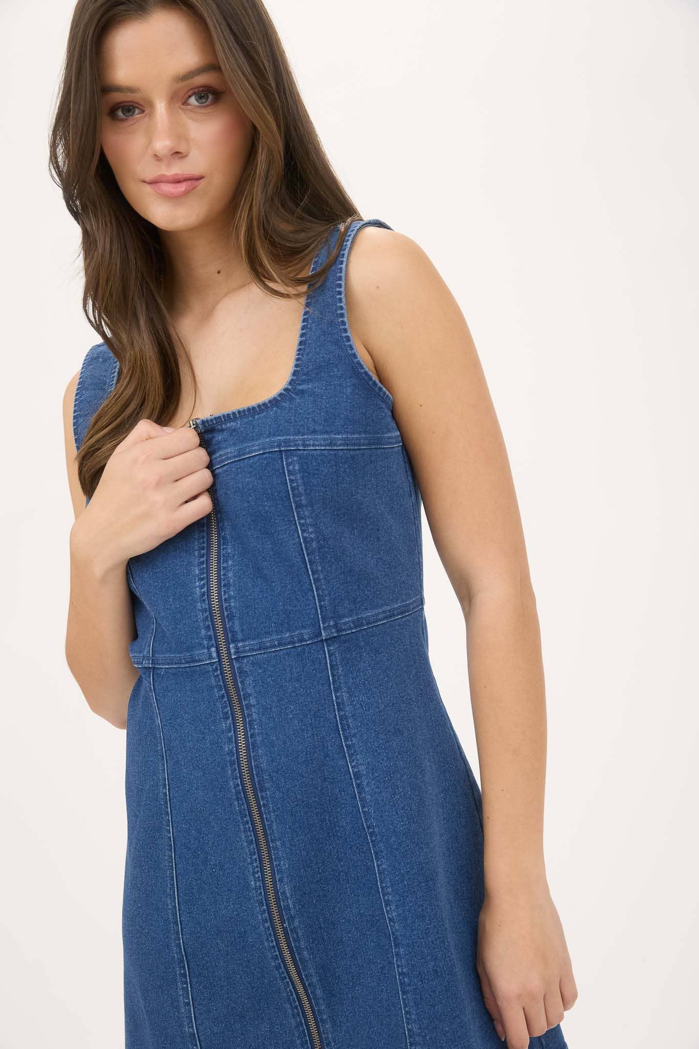 Sleeveless Denim Mini