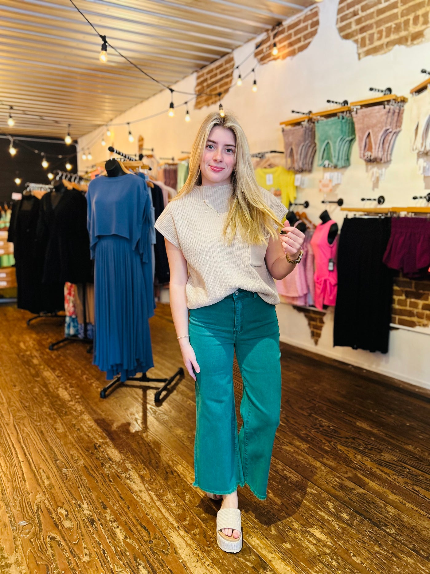 Green Acid Washed Bootcut Jeans