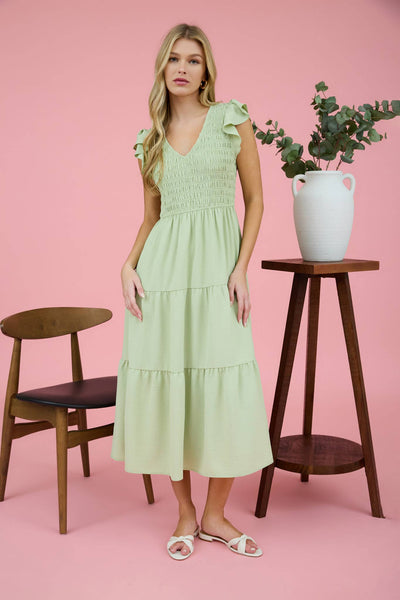 Pink Flutter Sleeve Maxi