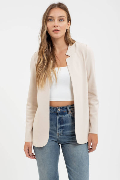 Oatmeal Notch Collar Blazer