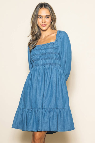 Chambray Denim Midi Dress