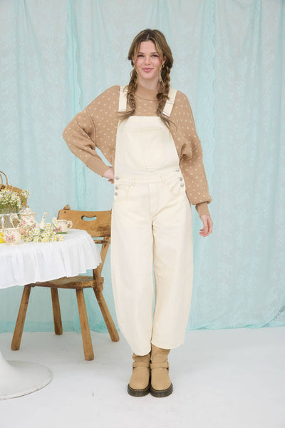 Cream Heart Pattern Knit Sweater