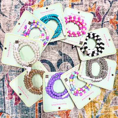 Beaded Phone Chargers USB/USB-C/Lightning: Pink/Pink