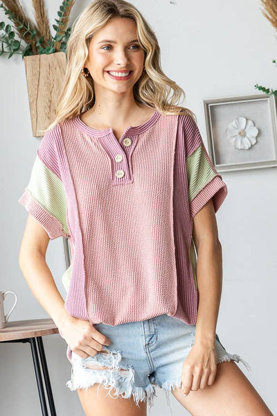 Pink Color Block Top