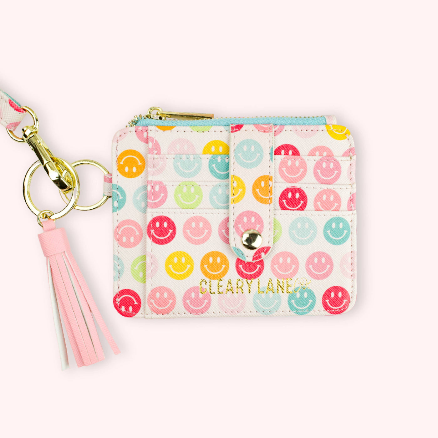 Cleary Lane Colorful Wallet Keychains: Blush Rainbow Flowers