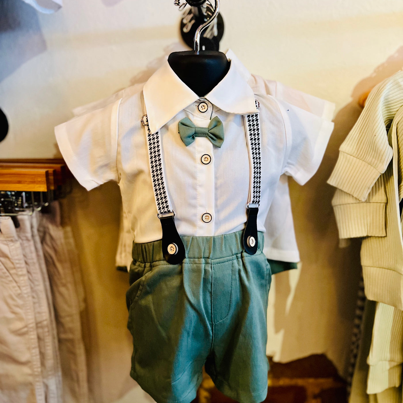 Baby Boy Green Bow Tie Set