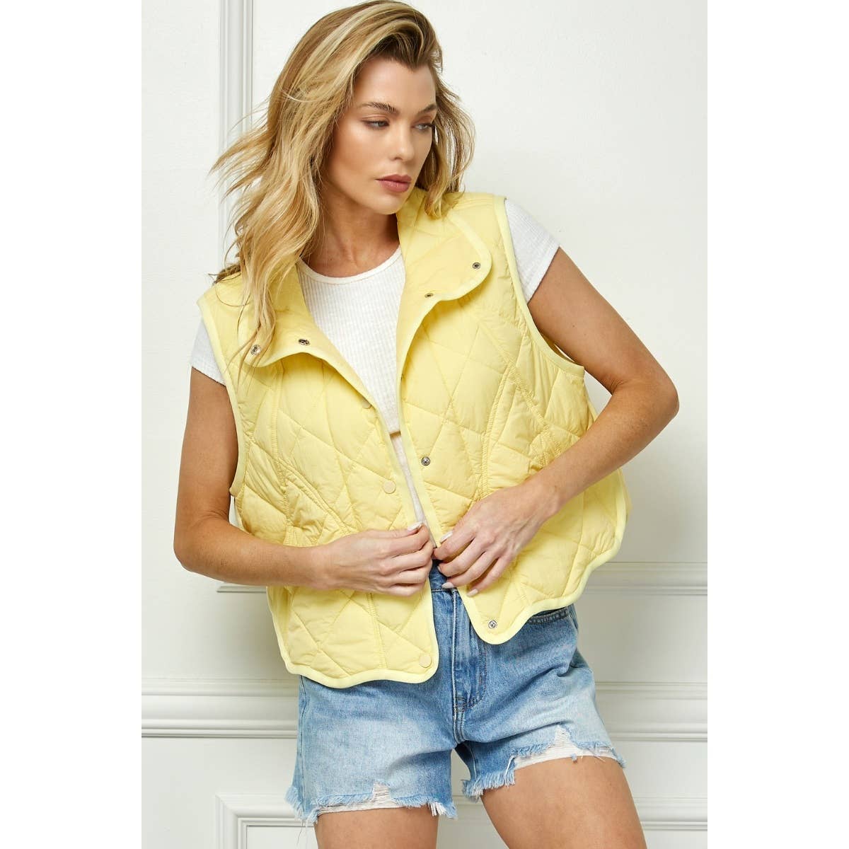 Olive Qulited Collar Vest