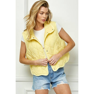Coral Qulited Collar Vest