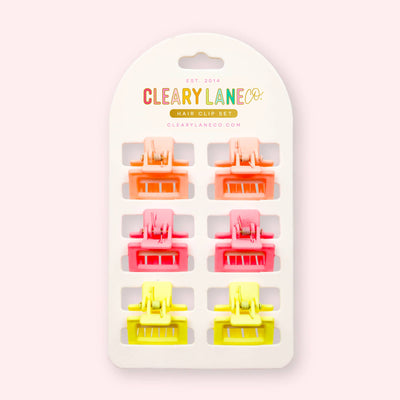 Cleary Lane Mini Hair Clip Set | Pink & Orange