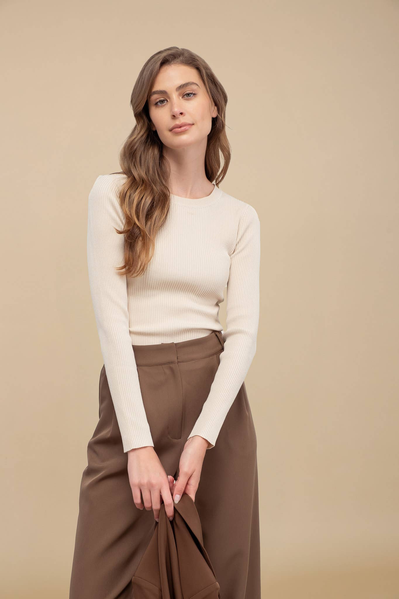 Natural Crewneck Knit Sweater