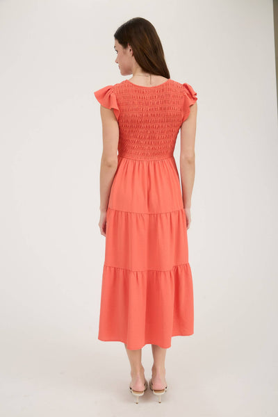 Pink Flutter Sleeve Maxi