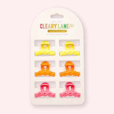 Cleary Lane Mini Hair Clip Set | Pink & Orange