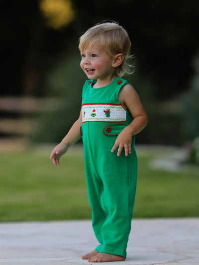 Christmas Character Candy Embroidery Baby Boy Romper