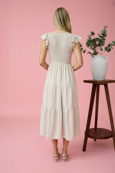 Cream Flutter Sleeve Maxi