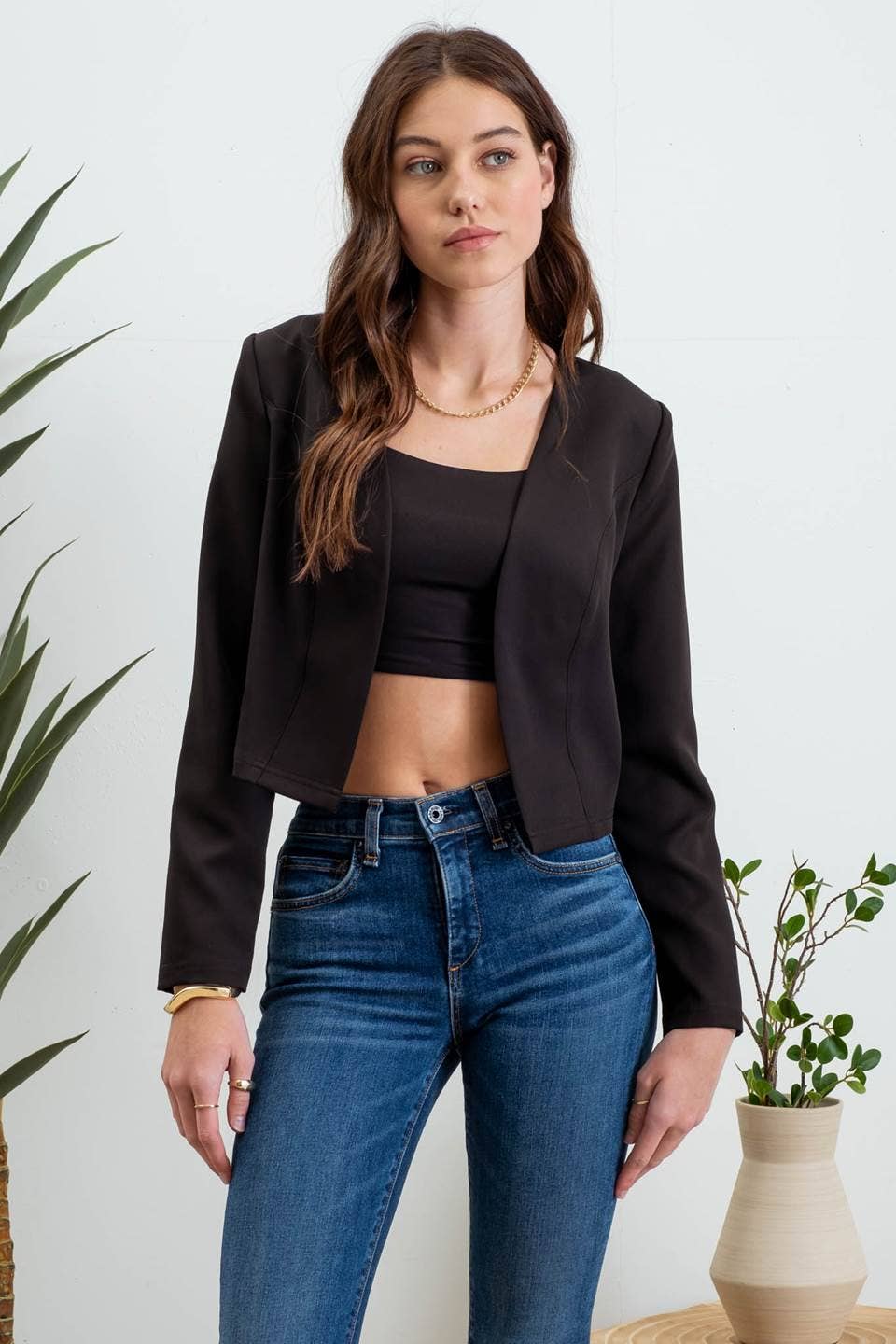 Black Collarless Blazer