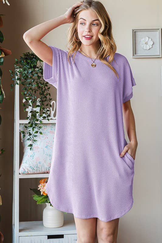 Lavender Ribbed Mini Dress