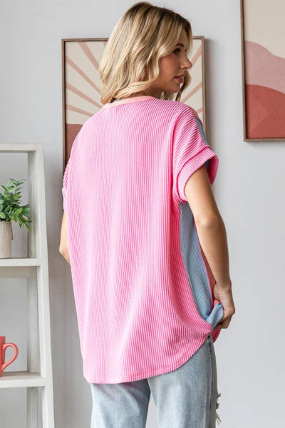 Pink Color Block Top