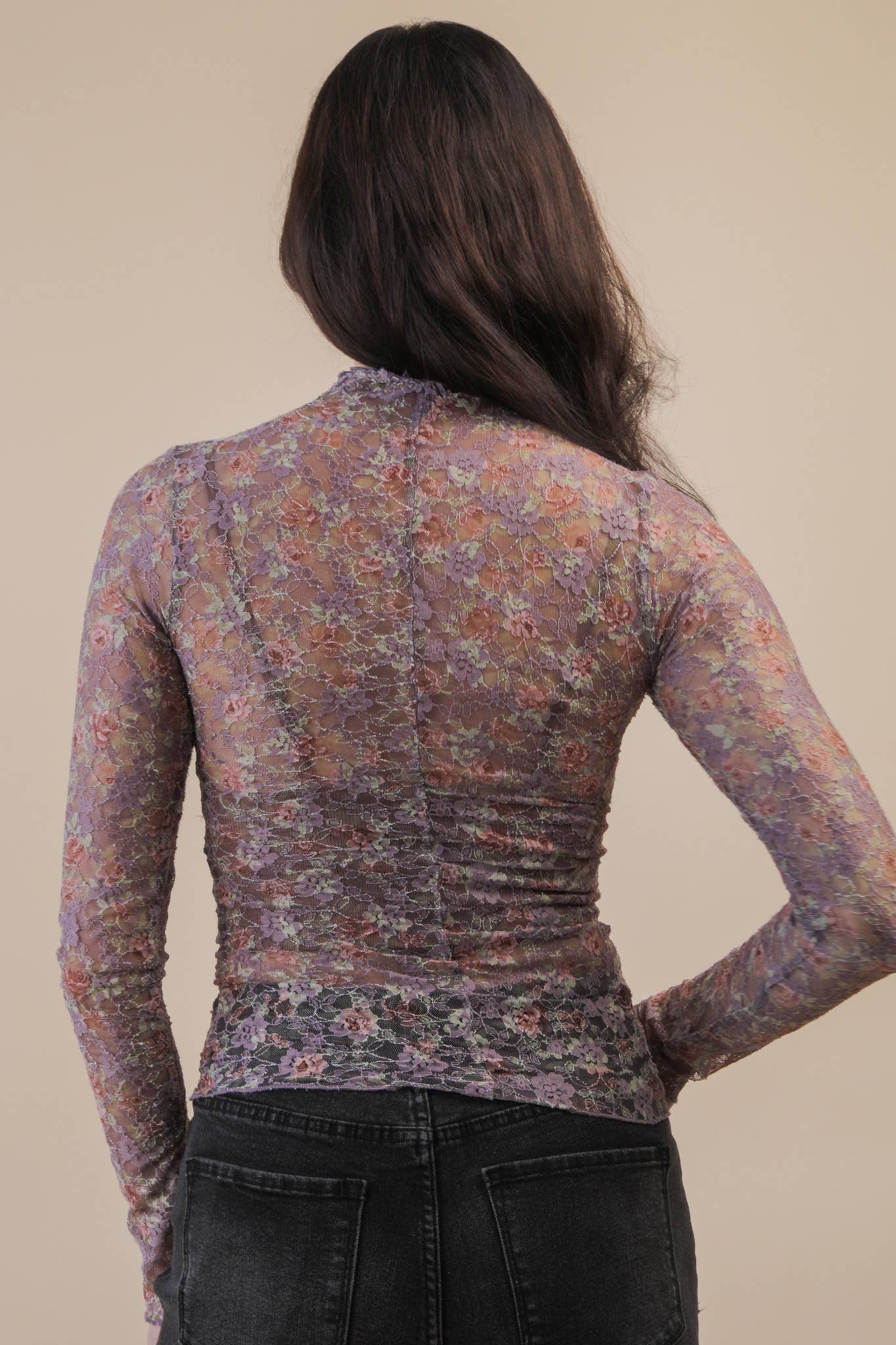 Champagne Rose Sheer Mesh Top