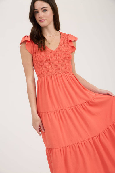 Cream Flutter Sleeve Maxi