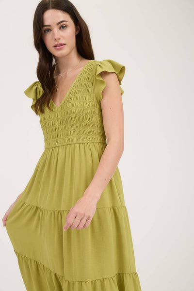 Kiwi Flutter Sleeve Maxi