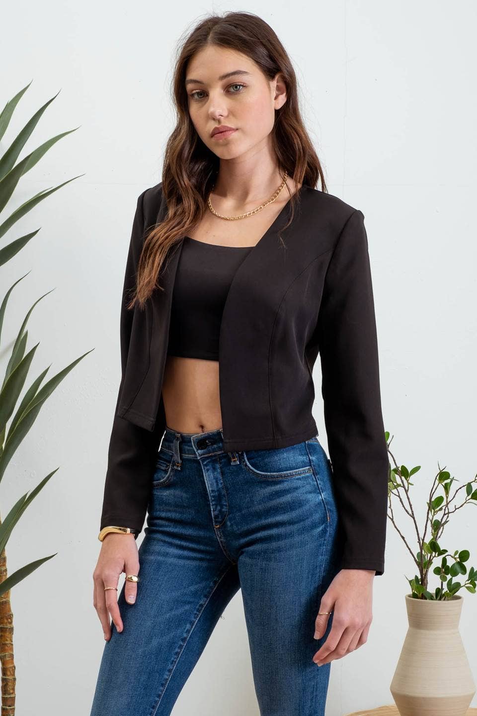 Black Collarless Blazer