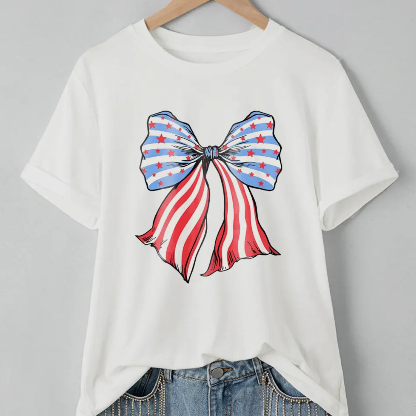 American Flag Bow Tee