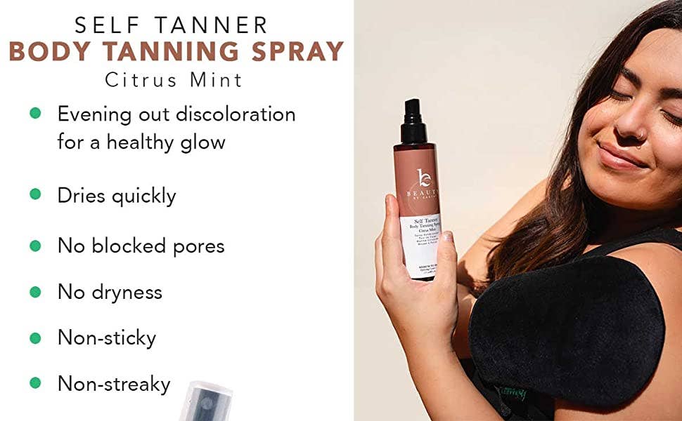 Beauty by Earth Self Tanner Body Spray 6oz,  (2 Shades): Medium to Dark