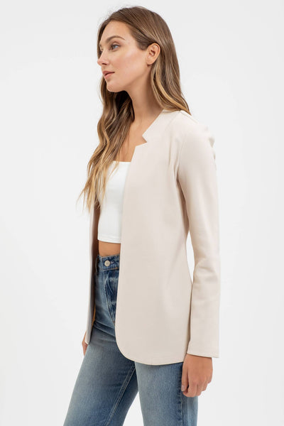 Oatmeal Notch Collar Blazer