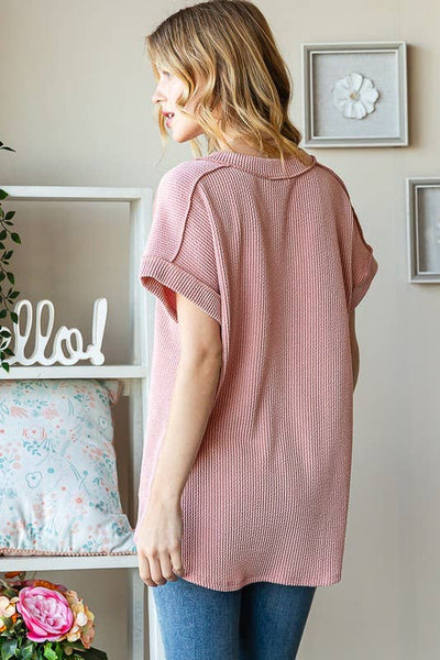 Baby Pink Ribbed Top