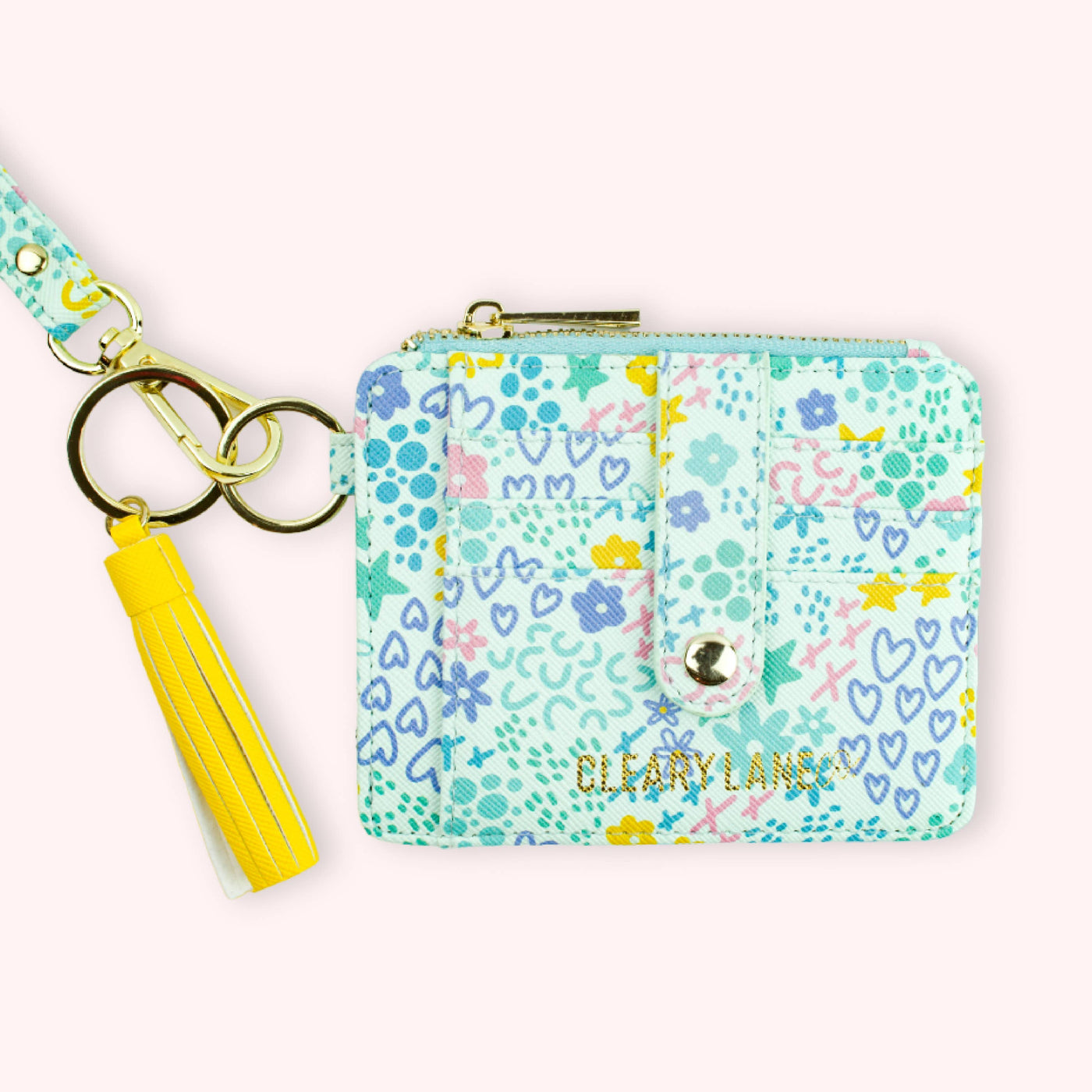 Cleary Lane Colorful Wallet Keychains: Blush Rainbow Flowers