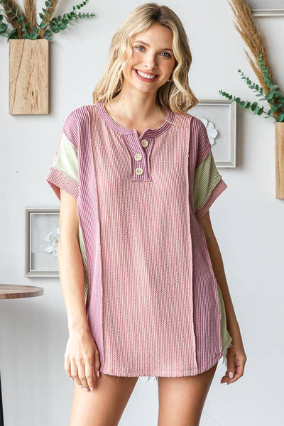 Pink Color Block Top