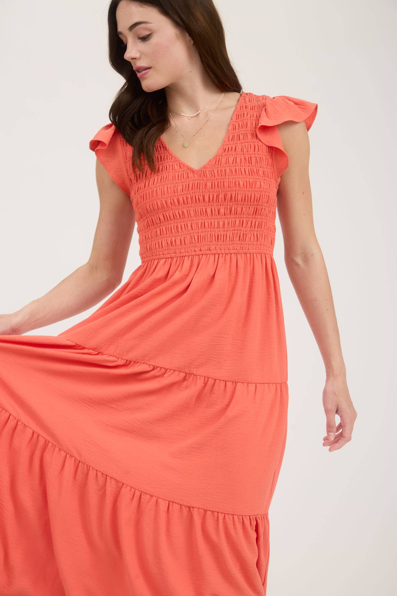 Cream Flutter Sleeve Maxi