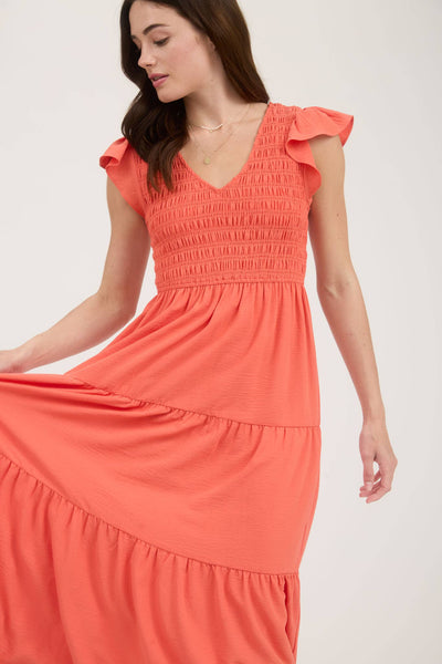 Cream Flutter Sleeve Maxi