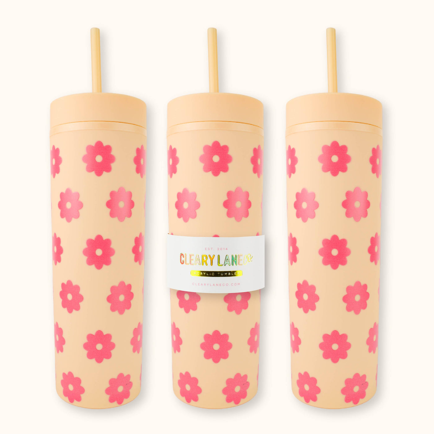 Clearly Lane 16oz Matte Tumbler | Peach Flowers